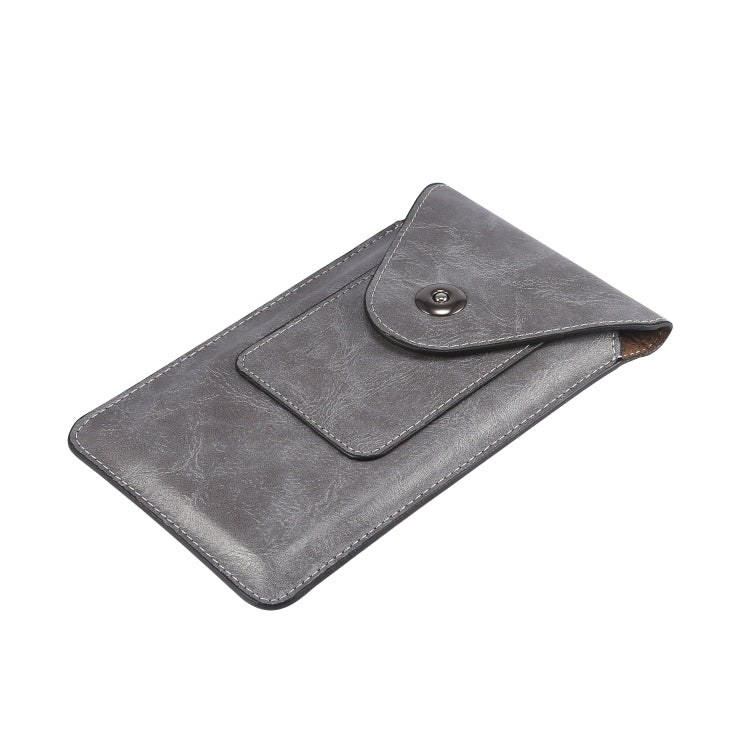 For iPhone 12 mini Elephant Texture Men Leisure Simple Universal Mobile Phone Waist Pack Leather Case with Card Slot, Suitable for 4.7-5.3 inch Smartphones