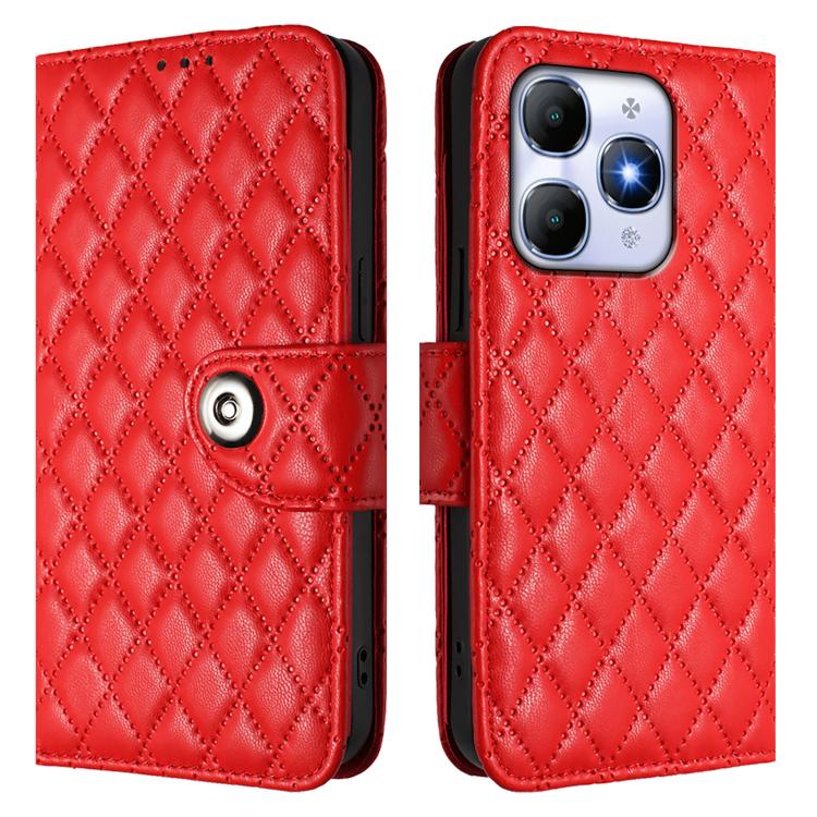 For Itel A90 Rhombic Texture Flip Leather Phone Case with Lanyard