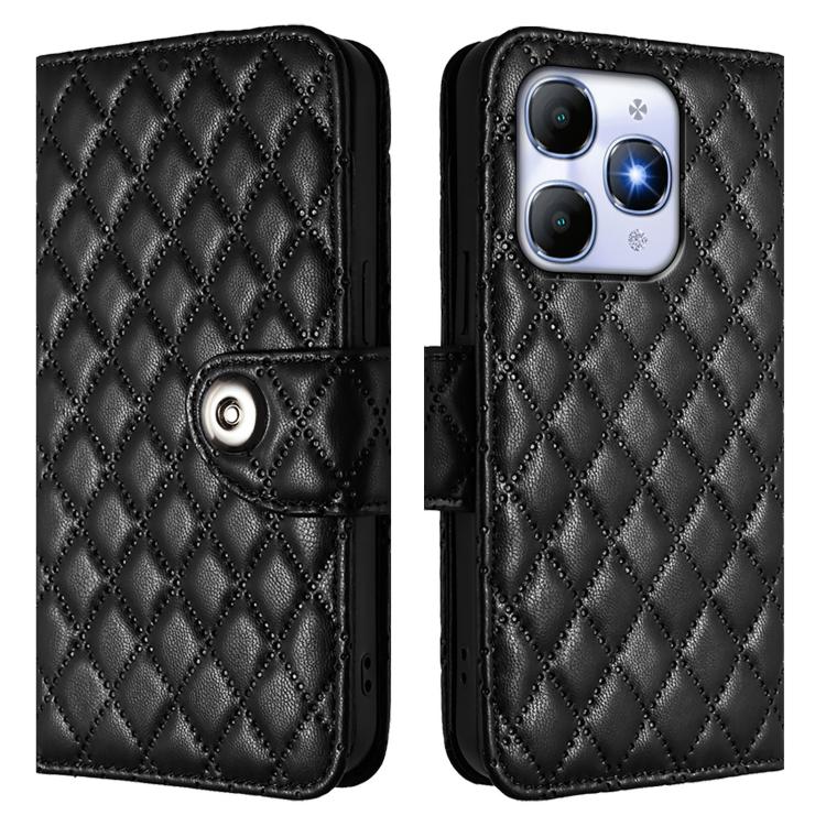 For Itel A90 Rhombic Texture Flip Leather Phone Case with Lanyard