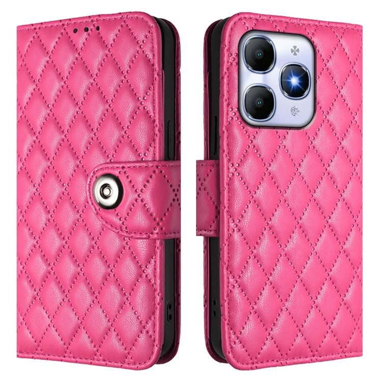 For Itel A90 Rhombic Texture Flip Leather Phone Case with Lanyard