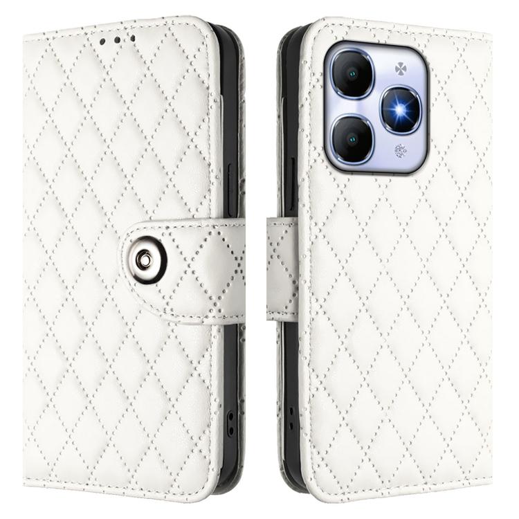 For Itel A90 Rhombic Texture Flip Leather Phone Case with Lanyard