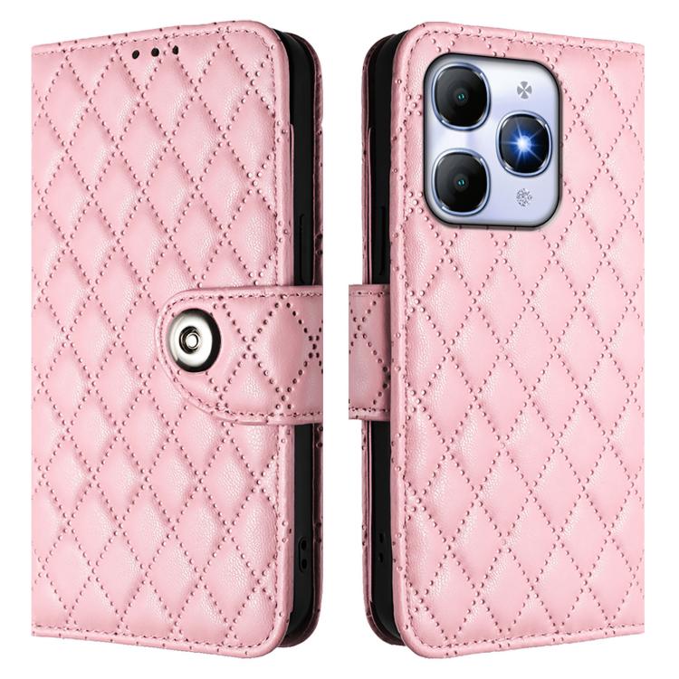 For Itel A90 Rhombic Texture Flip Leather Phone Case with Lanyard