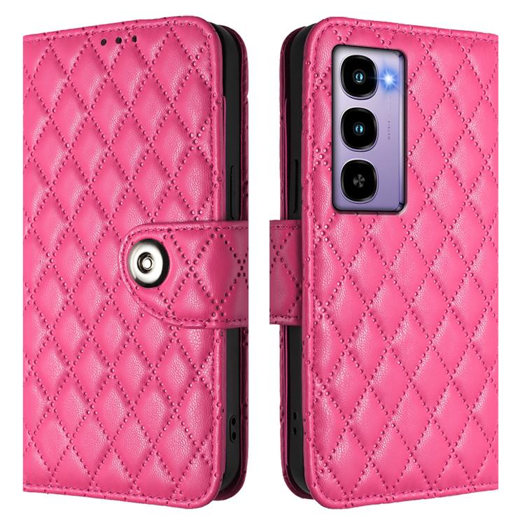 For Itel City 100 Rhombic Texture Flip Leather Phone Case with Lanyard