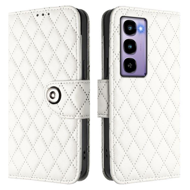 For Itel City 100 Rhombic Texture Flip Leather Phone Case with Lanyard