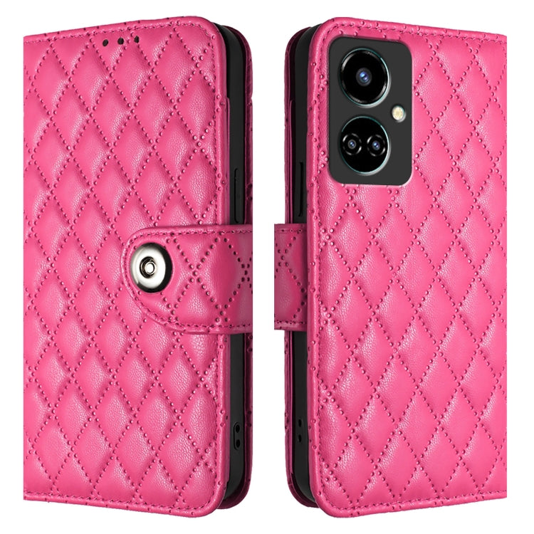 For Tecno Camon 19 Rhombic Texture Flip Leather Phone Case with Lanyard