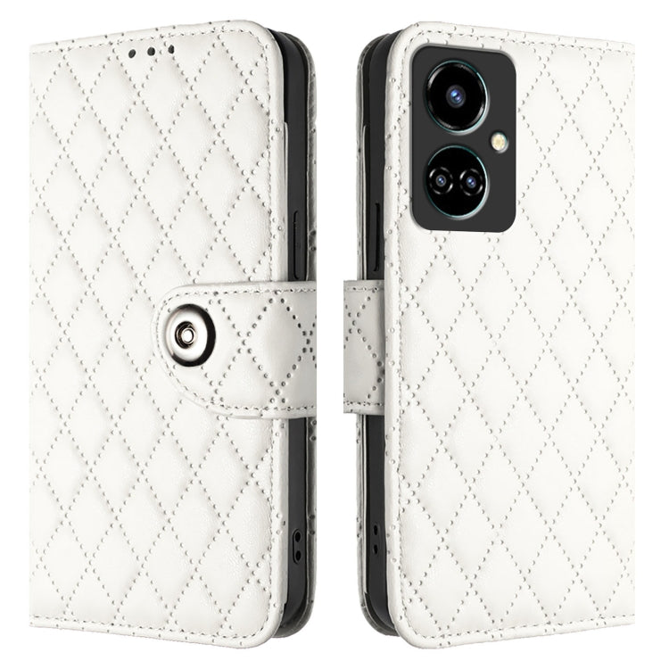 For Tecno Camon 19 Rhombic Texture Flip Leather Phone Case with Lanyard