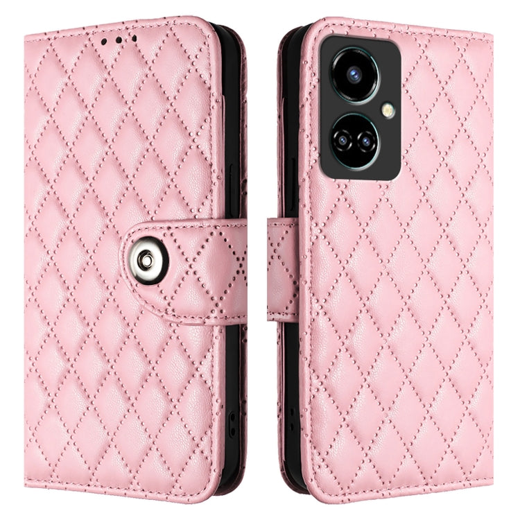 For Tecno Camon 19 Rhombic Texture Flip Leather Phone Case with Lanyard