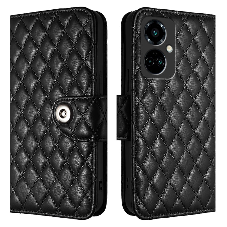 For Tecno Camon 19 Pro 5G Rhombic Texture Flip Leather Phone Case with Lanyard