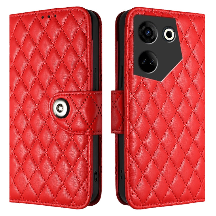 For Tecno Camon 20 / 20 Pro 4G Rhombic Texture Flip Leather Phone Case with Lanyard