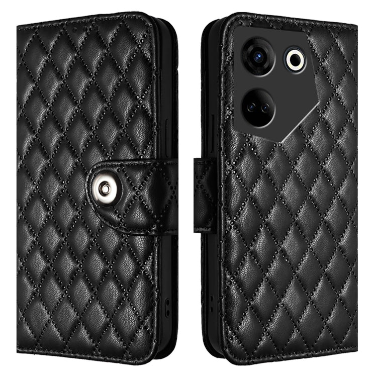 For Tecno Camon 20 / 20 Pro 4G Rhombic Texture Flip Leather Phone Case with Lanyard