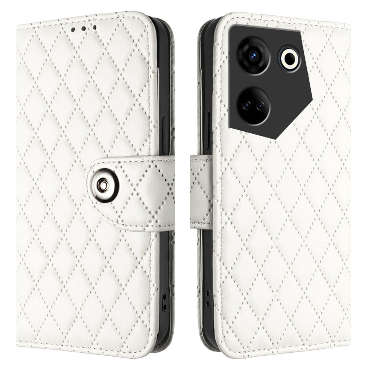 For Tecno Camon 20 / 20 Pro 4G Rhombic Texture Flip Leather Phone Case with Lanyard