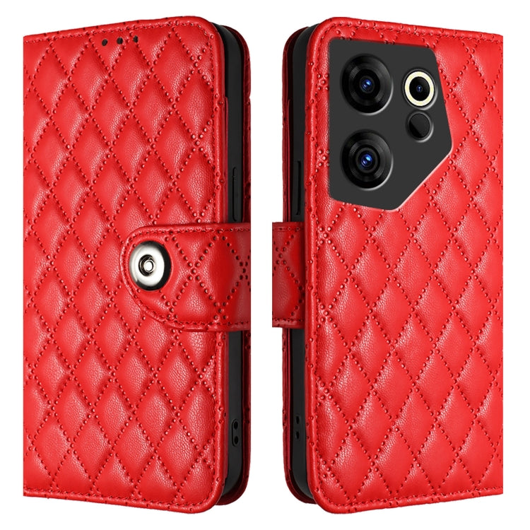 For Tecno Camon 20 Premier 5G Rhombic Texture Flip Leather Phone Case with Lanyard