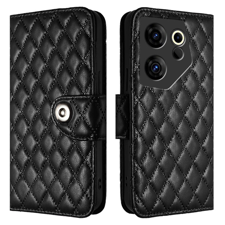 For Tecno Camon 20 Premier 5G Rhombic Texture Flip Leather Phone Case with Lanyard