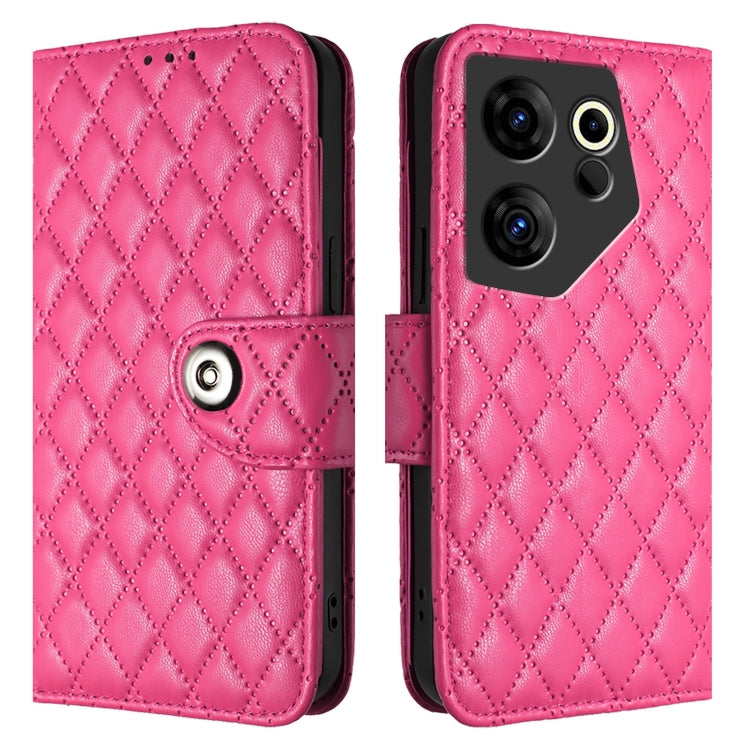 For Tecno Camon 20 Premier 5G Rhombic Texture Flip Leather Phone Case with Lanyard