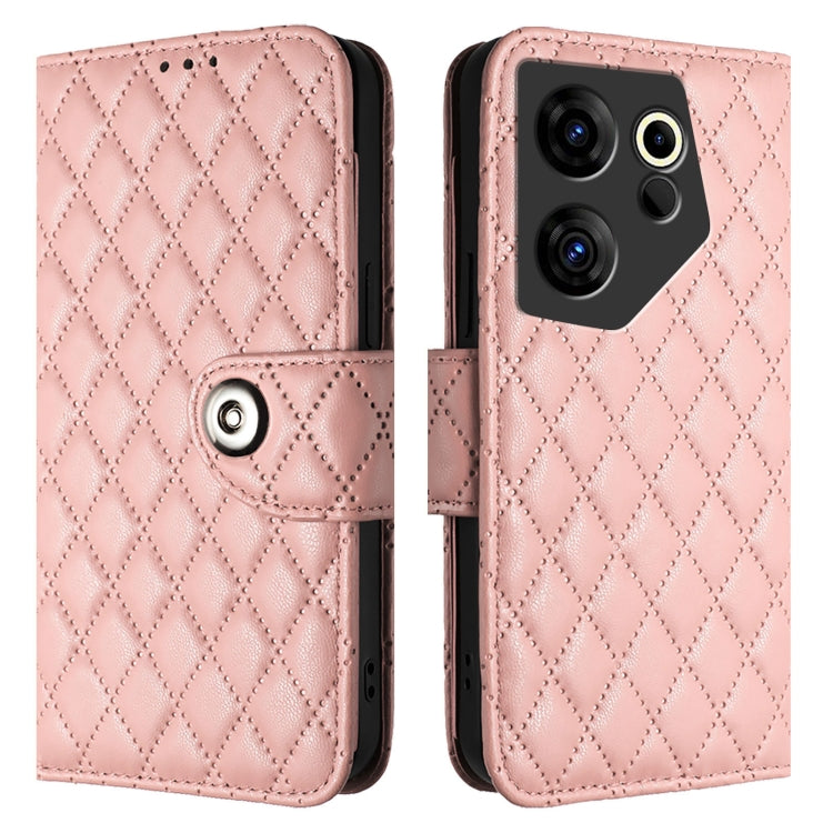 For Tecno Camon 20 Premier 5G Rhombic Texture Flip Leather Phone Case with Lanyard