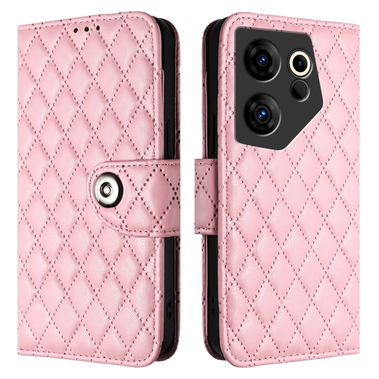 For Tecno Camon 20 Premier 5G Rhombic Texture Flip Leather Phone Case with Lanyard