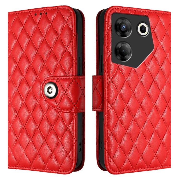 For Tecno Camon 20 Pro 5G Rhombic Texture Flip Leather Phone Case with Lanyard