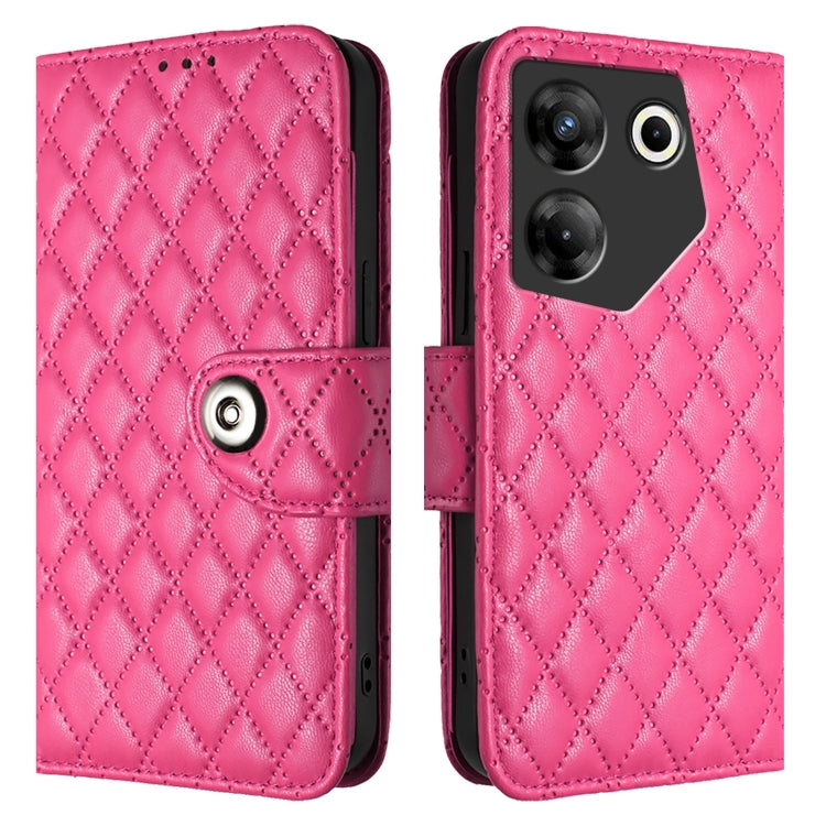 For Tecno Camon 20 Pro 5G Rhombic Texture Flip Leather Phone Case with Lanyard