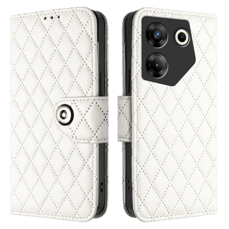 For Tecno Camon 20 Pro 5G Rhombic Texture Flip Leather Phone Case with Lanyard