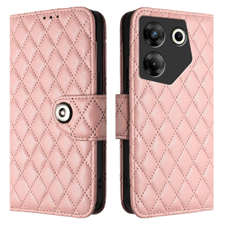 For Tecno Camon 20 Pro 5G Rhombic Texture Flip Leather Phone Case with Lanyard