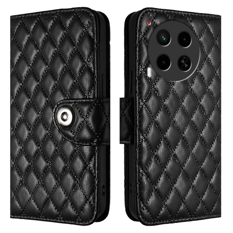 For Tecno Camon 30 5G / 4G Rhombic Texture Flip Leather Phone Case with Lanyard