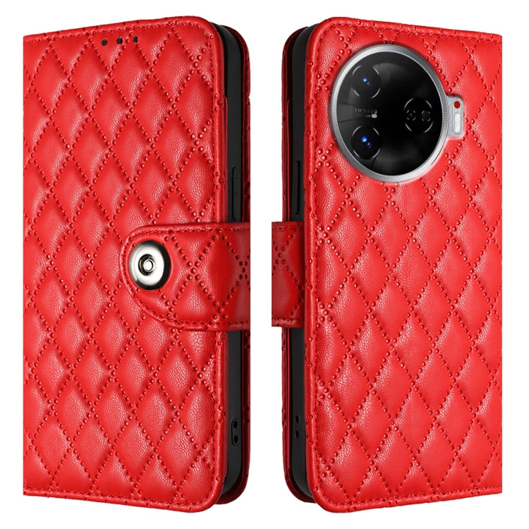 For Tecno Camon 30 Pro 5G Rhombic Texture Flip Leather Phone Case with Lanyard