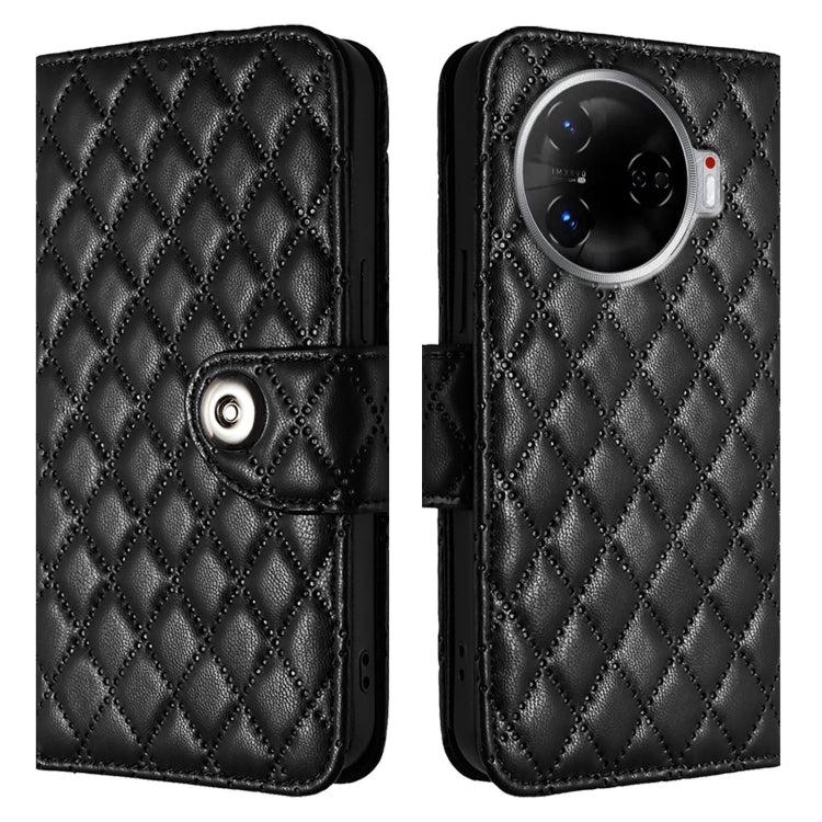 For Tecno Camon 30 Pro 5G Rhombic Texture Flip Leather Phone Case with Lanyard