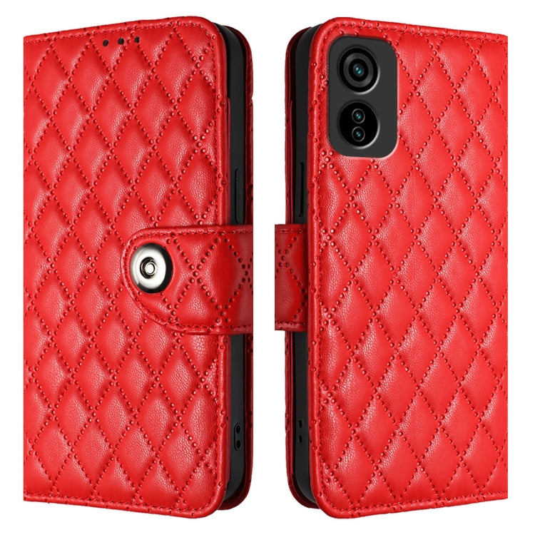 For Tecno Pop 6c / itel A18 Rhombic Texture Flip Leather Phone Case with Lanyard