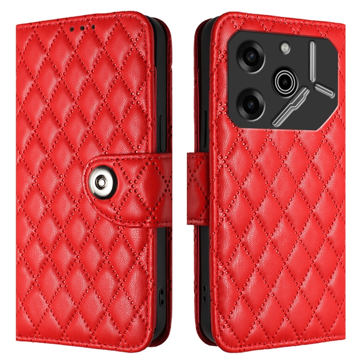 For Tecno Pova 6 Pro / Pova 6 5G Rhombic Texture Flip Leather Phone Case with Lanyard