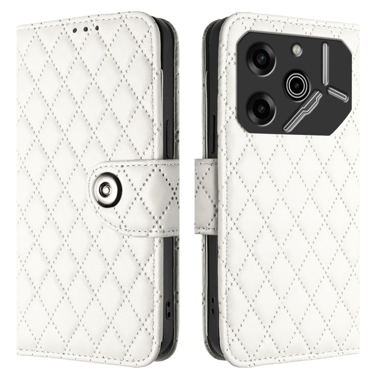 For Tecno Pova 6 Pro / Pova 6 5G Rhombic Texture Flip Leather Phone Case with Lanyard
