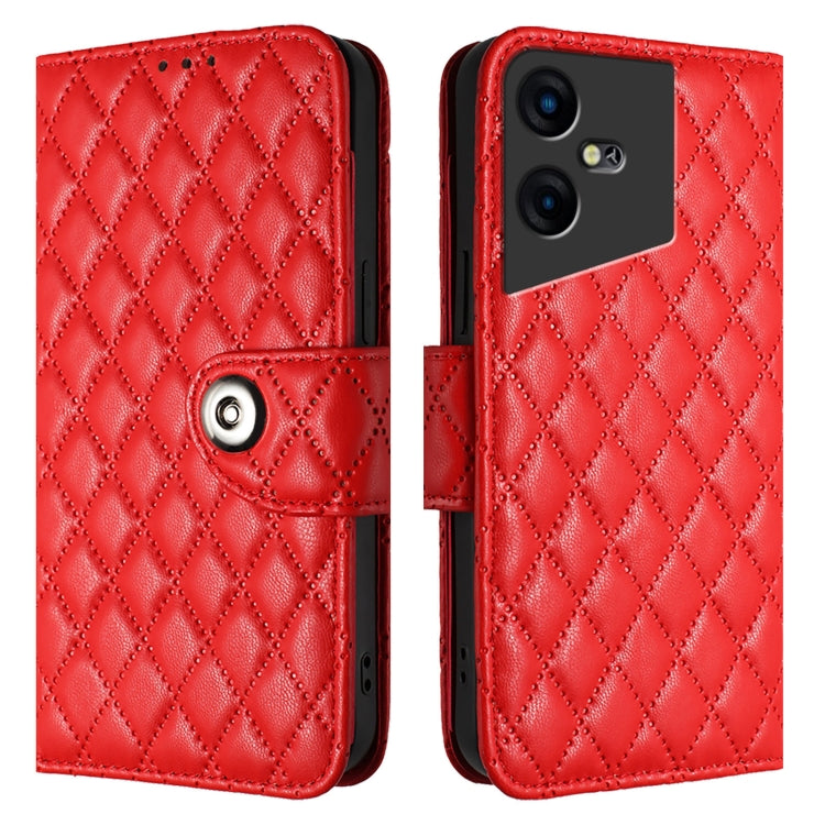 For Tecno Pova Neo 3 Rhombic Texture Flip Leather Phone Case with Lanyard
