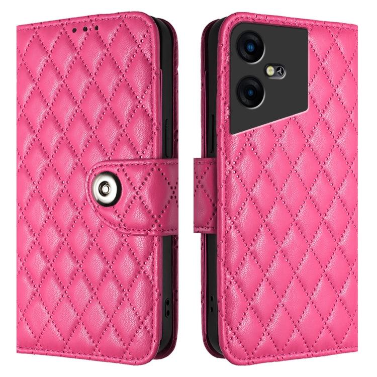 For Tecno Pova Neo 3 Rhombic Texture Flip Leather Phone Case with Lanyard