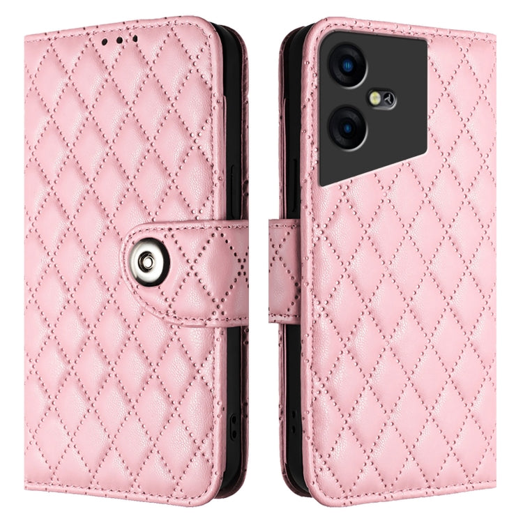 For Tecno Pova Neo 3 Rhombic Texture Flip Leather Phone Case with Lanyard