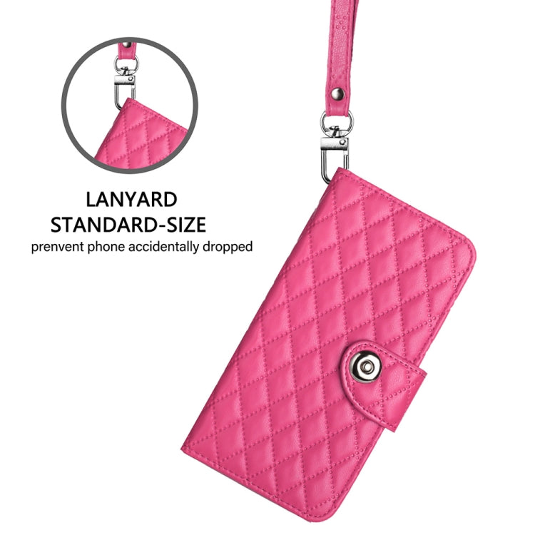 For Tecno Spark 9 Rhombic Texture Flip Leather Phone Case with Lanyard