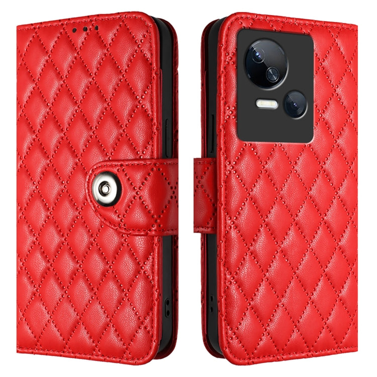 For Tecno Spark 10 5G Rhombic Texture Flip Leather Phone Case with Lanyard