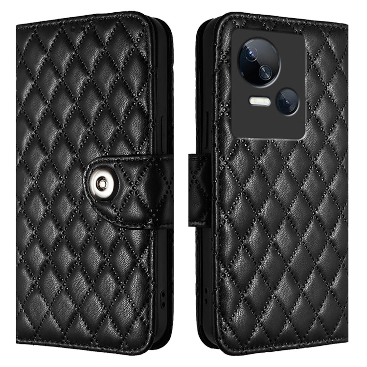 For Tecno Spark 10 5G Rhombic Texture Flip Leather Phone Case with Lanyard
