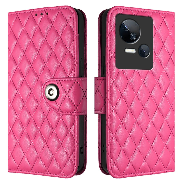 For Tecno Spark 10 5G Rhombic Texture Flip Leather Phone Case with Lanyard