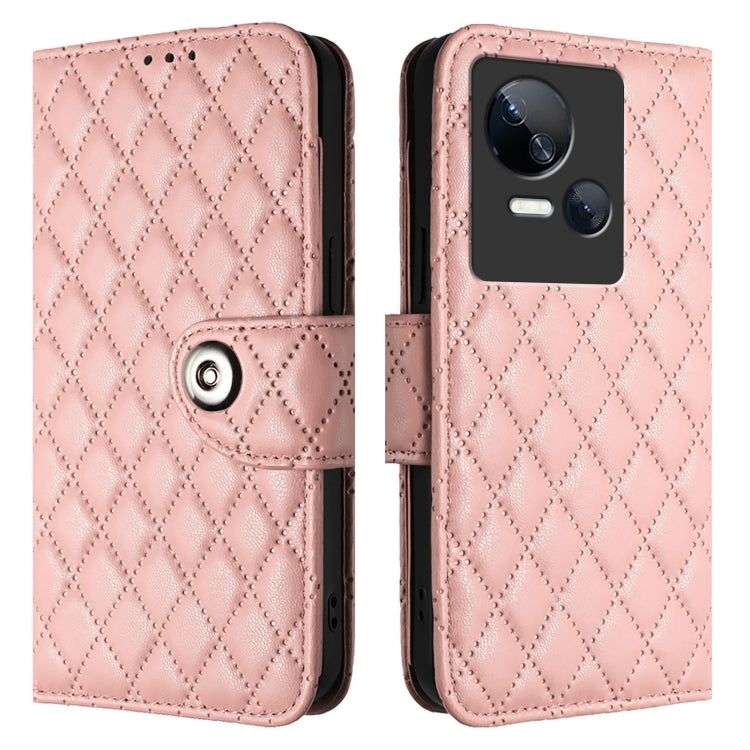 For Tecno Spark 10 5G Rhombic Texture Flip Leather Phone Case with Lanyard