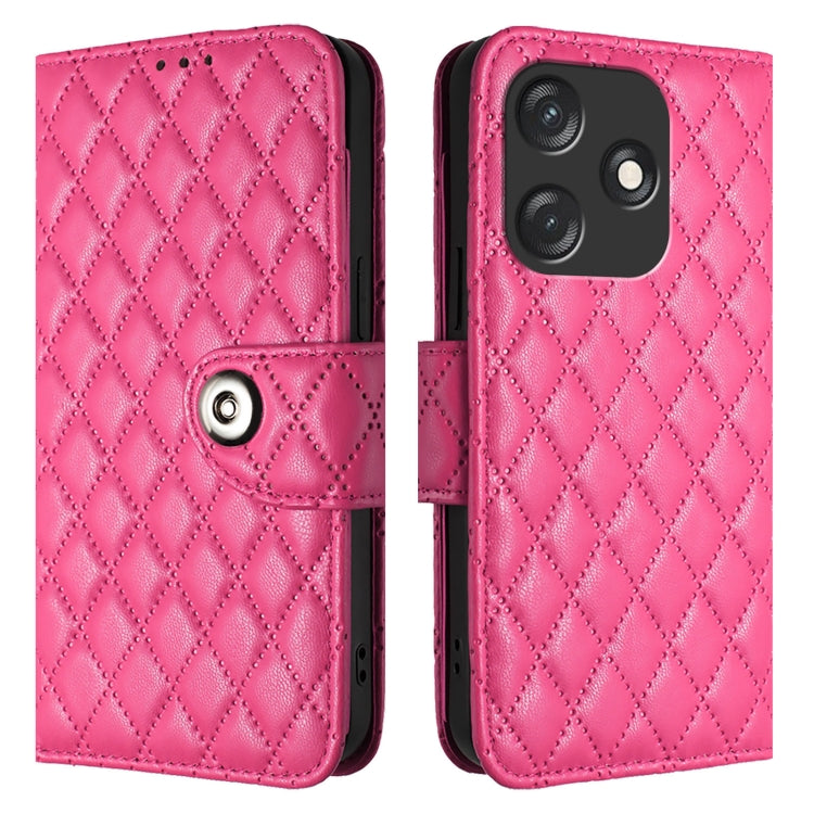 For Tecno Spark 10C Rhombic Texture Flip Leather Phone Case with Lanyard