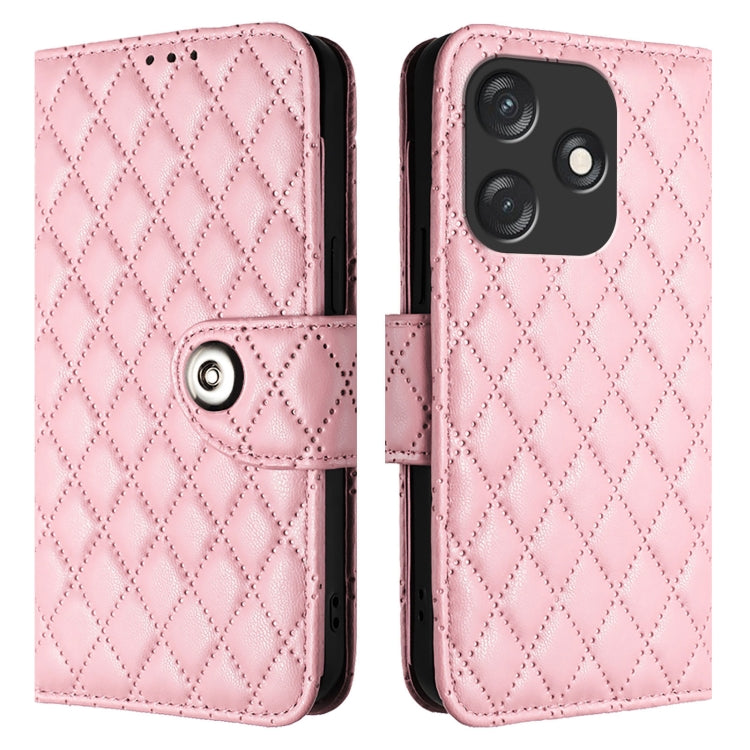 For Tecno Spark 10C Rhombic Texture Flip Leather Phone Case with Lanyard