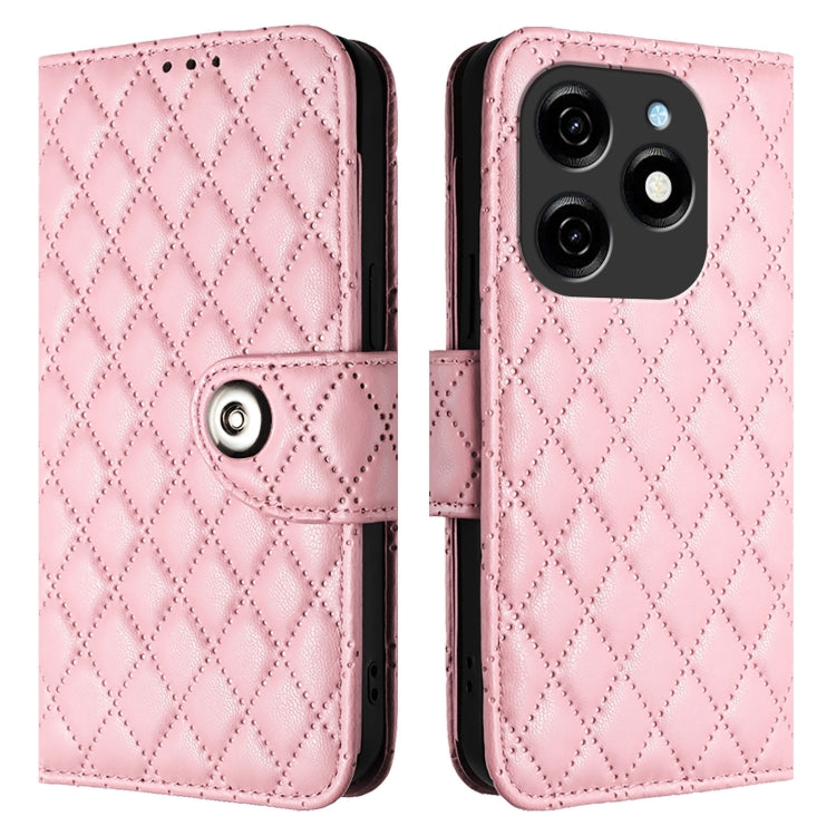 For Tecno Spark 20 Rhombic Texture Flip Leather Phone Case with Lanyard