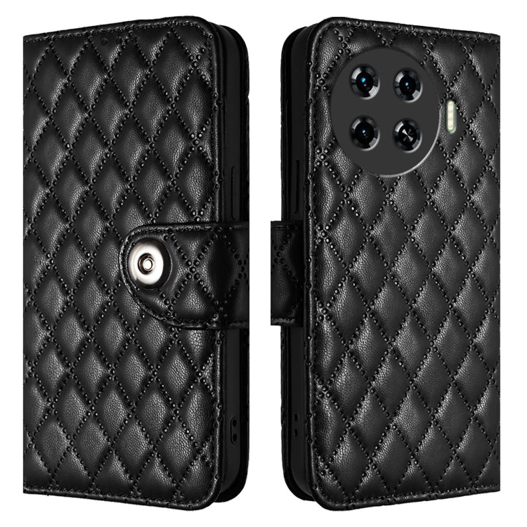 For Tecno Spark 20 Pro+ Rhombic Texture Flip Leather Phone Case with Lanyard