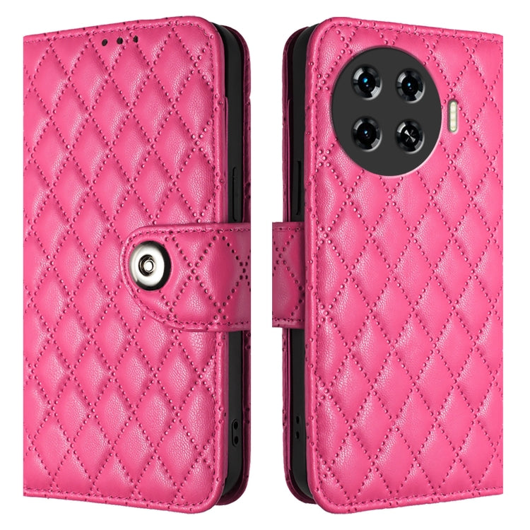 For Tecno Spark 20 Pro+ Rhombic Texture Flip Leather Phone Case with Lanyard