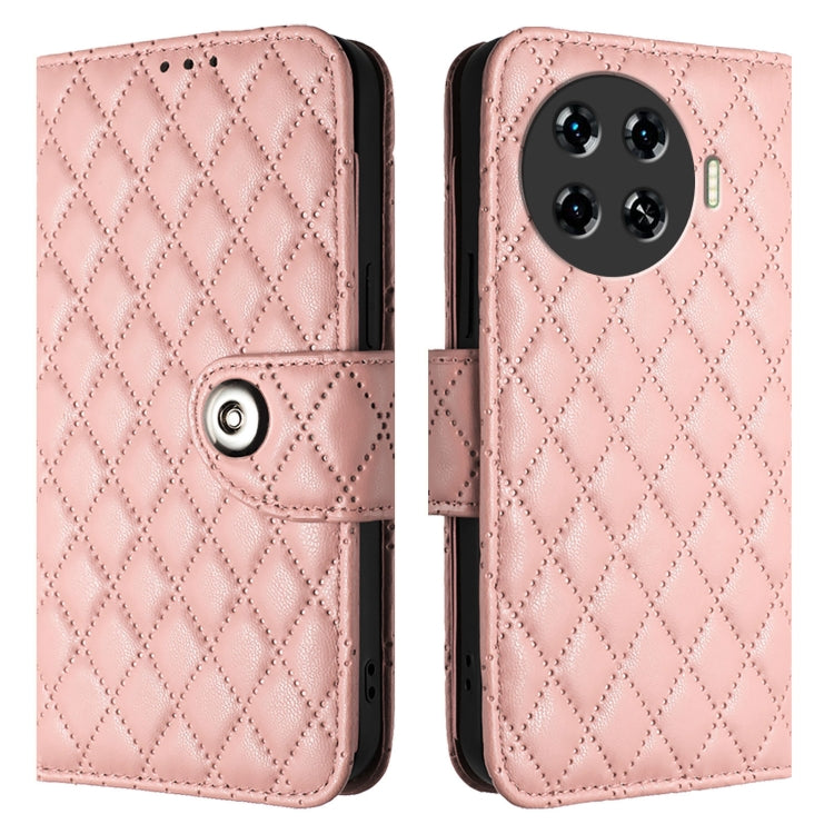 For Tecno Spark 20 Pro+ Rhombic Texture Flip Leather Phone Case with Lanyard
