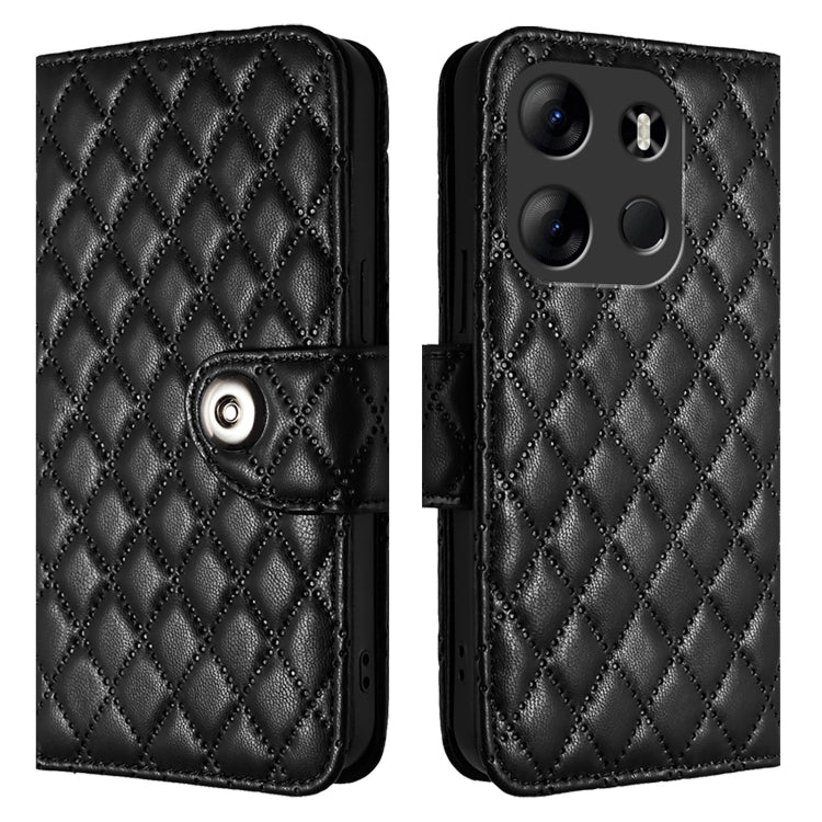 For Tecno Spark Go 2023 Rhombic Texture Flip Leather Phone Case with Lanyard