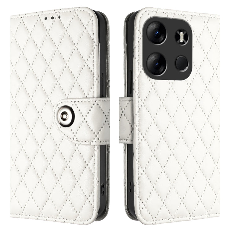 For Tecno Spark Go 2023 Rhombic Texture Flip Leather Phone Case with Lanyard