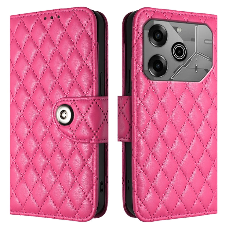 For Tecno Pova 6 Neo Rhombic Texture Flip Leather Phone Case with Lanyard