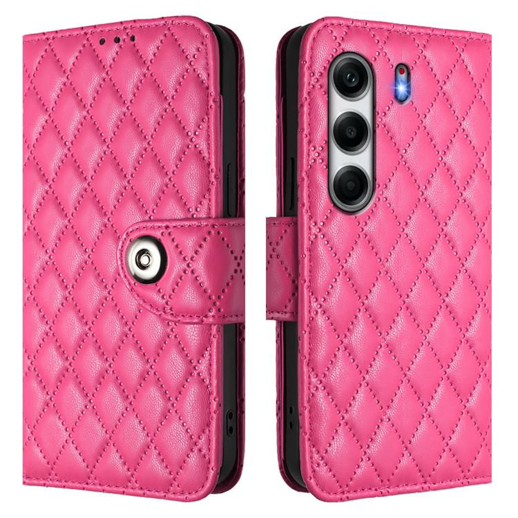 For Tecno Camon 40 Pro 4G Rhombic Texture Flip Leather Phone Case with Lanyard