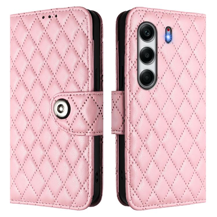For Tecno Camon 40 Pro 4G Rhombic Texture Flip Leather Phone Case with Lanyard