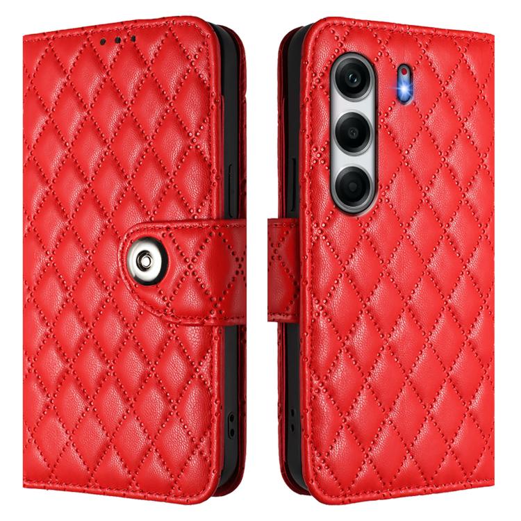 For Tecno Camon 40 4G Rhombic Texture Flip Leather Phone Case with Lanyard